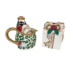 VTG Avon China St Nicholas Sugar Creamer Set 2001 Christmas